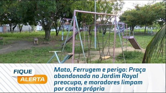 Praça abandonada no Jardim Royal preocupa, e moradores limpam por conta própria